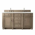 James Martin Vanities Bristol 60in Double Vanity, Whitewashed Walnut w/ 3 CM Eternal Jasmine Pearl Quartz Top 157-V60D-WW-3EJP